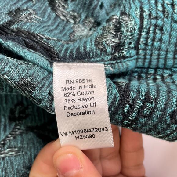 Coldwater Creek green/black tapestry cardigan jacket women's size PM - Picture 11 of 14